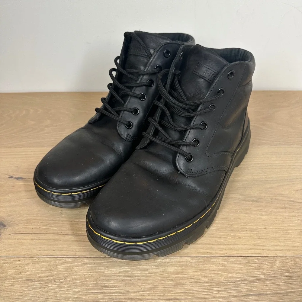 Dr. Martens Bonny Boots Mens 10 Black Leather Padded Collar Lug Sole Chukka